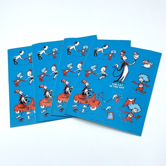 Vintage 4x Dr. Suess Sticker sheets - The Cat in the Hat- Hallmark 1957 1985 - Picture 1 of 5
